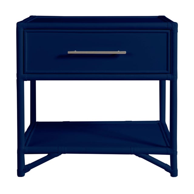 Wood Olympia One-Drawer Nightstand in Navy For Sale - Image 7 of 7