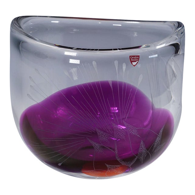 Tree of Live Art Glass Vase by Olle Alberius for Orrefors, Sweden 1977 For Sale