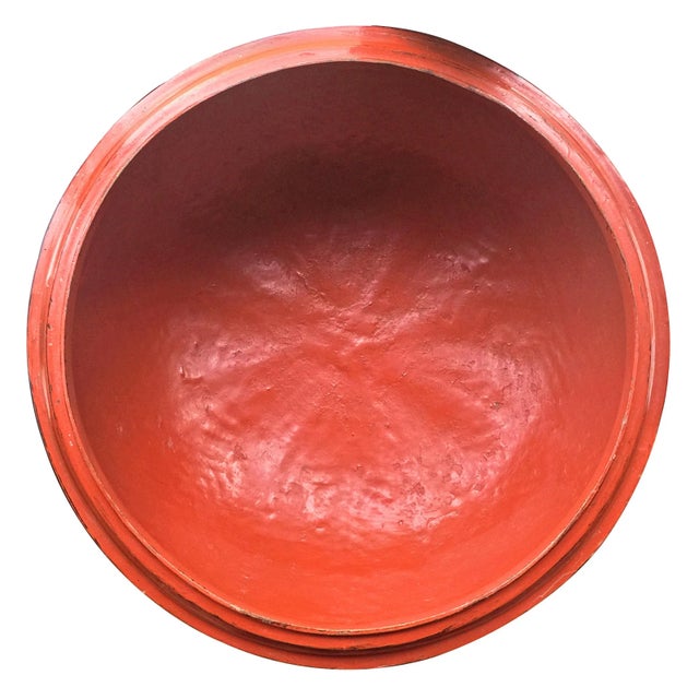 Asian Antique Large Burmese Lacquered Center Bowl For Sale - Image 3 of 6