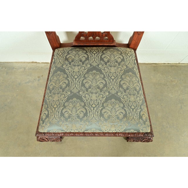 Wood Baker Furniture Style Chippendale Carved Mahogany Side Chairs or Dining Chairs, Pair For Sale - Image 7 of 13