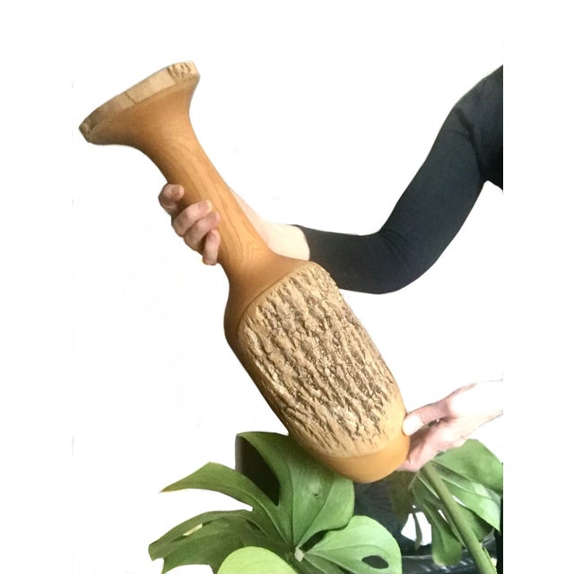 1970s 1970s Hand Turned Mid Century Modern Wood Artisan Vase For Sale - Image 5 of 10