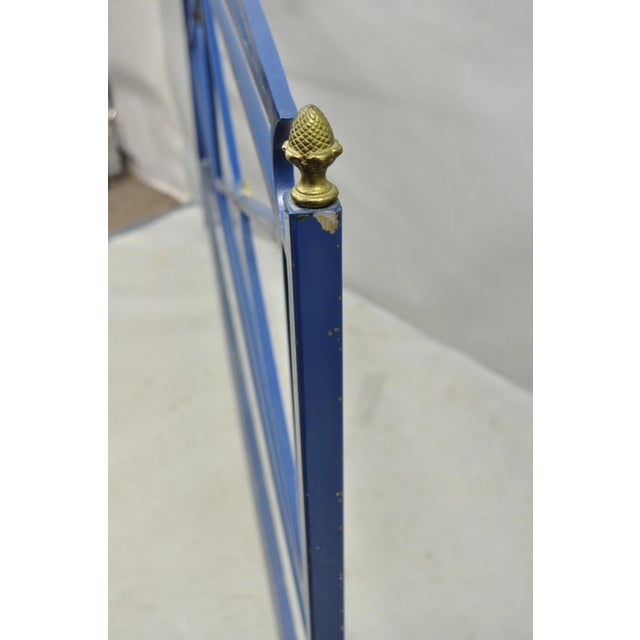 Blue Vintage Italian Neoclassical Wrought Iron & Brass X-Frame King Sz Bed Headboard For Sale - Image 8 of 14