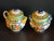 Mexican Early 20th Century Signed Ysauro Uriarte Mexican Talavera Sugar and Creamer For Sale - Image 3 of 12