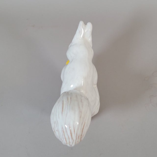 Vintage Italian White Glazed Terracotta Squirrel Figurine For Sale - Image 9 of 10