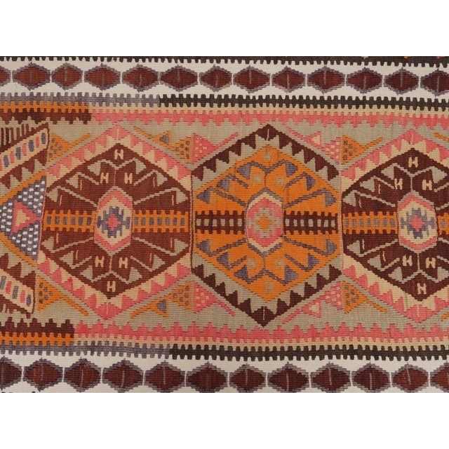 Textile 1970s Vintage Handmade Wool Cotton Chocolate Brown Runner Rug For Sale - Image 7 of 11