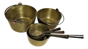 Antique Early 20th Century Brass Jam Pots, England - Set of 6