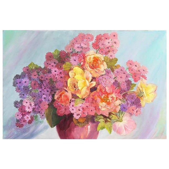 Traditional 'Spring Bouquet' by Niell Brink, C. 1970 For Sale - Image 3 of 7
