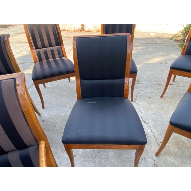 Vintage Maple Fabric Henredon "Triomphe" Dining Chair Set of 8 For Sale - Image 17 of 18