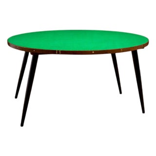 Game Table in Wood & Green Felt, Gelli, 1950s For Sale