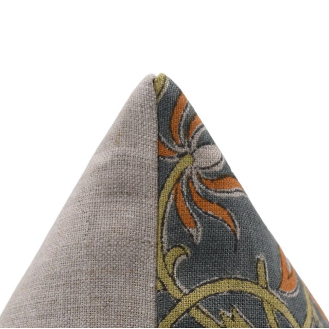 Not Yet Made - Made To Order Square Throw Linen Pillow Cover With Floral Block Printed 12x20 Inch- Kamal Dutta For Sale - Image 5 of 5