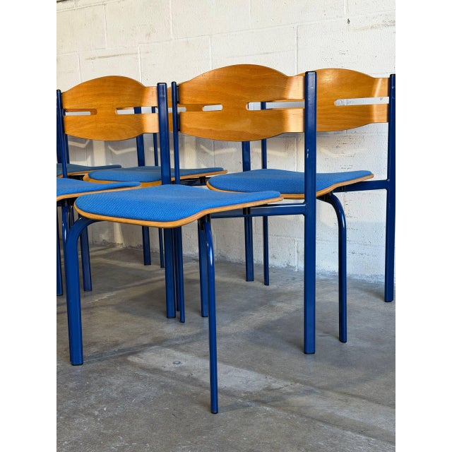 Niels Larsen Stacking Chairs Set of 8 Danish Mid-Century Modern Vintage For Sale In Los Angeles - Image 6 of 13