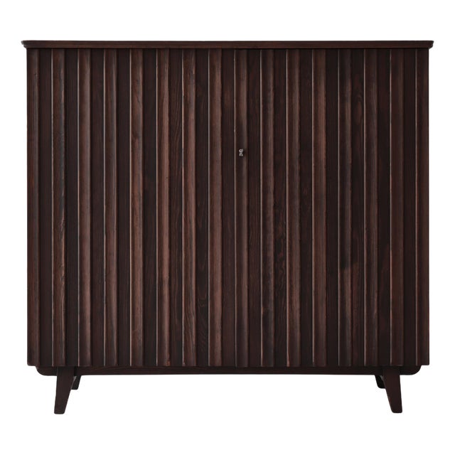 Swedish Cabinet in Stained Pinewood attributed to Göran Malmvall for Svensk Fur, 1940s For Sale