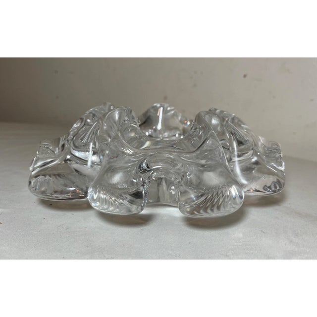 1970s Vintage Blown Murano Venetian Art Glass Cigarette Cigar Clear Ashtray Italian For Sale - Image 5 of 13