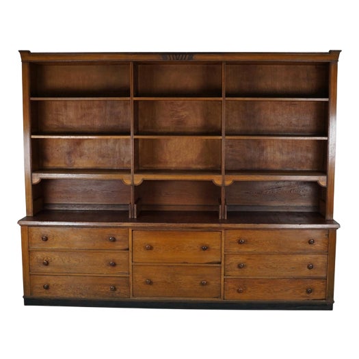 Large Antique Art Deco German Oak Chocolate Shop Cabinet, 1920s For Sale