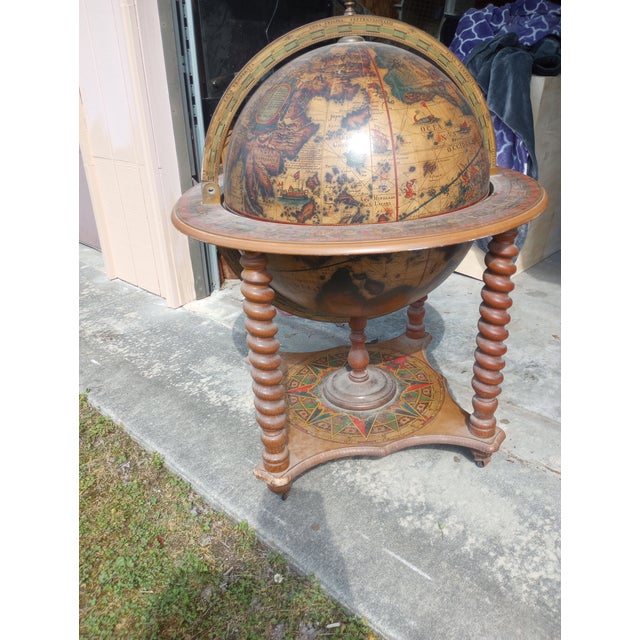 Wood Vintage 1950s Italian Zodiac Mini Bar Globe For Sale - Image 7 of 7