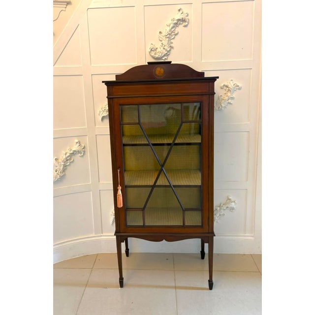 Antique Edwardian Inlaid Mahogany Display Cabinet Bookcase Glazed Cabinet, 1900 For Sale - Image 12 of 12