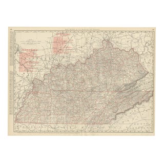 Antique Map of Kentucky and Tennessee with the Bluegrass Region, 1899 For Sale