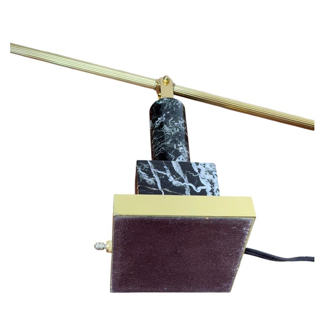 Vintage Brass and Marble Counter-Balance Desk Lamp For Sale - Image 12 of 13