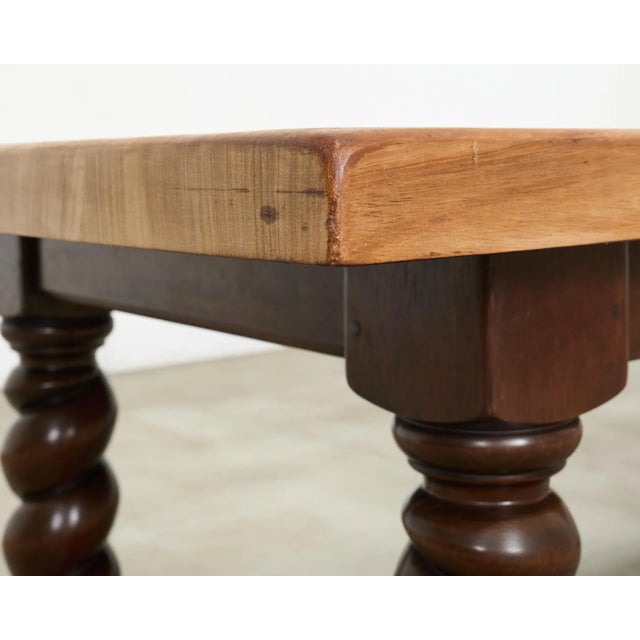 Country English Walnut Farmhouse Barley Twist Dining Table For Sale - Image 9 of 18