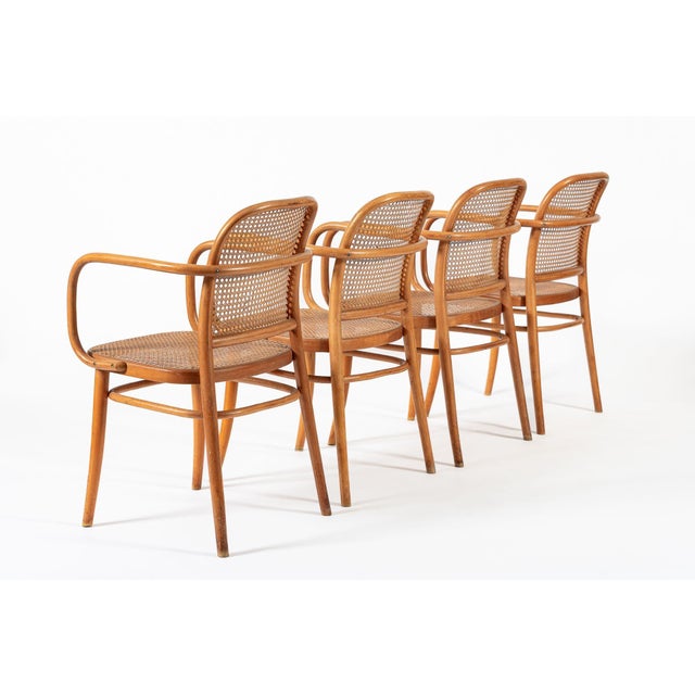 Vintage Bent Wood & Wicker Cafe Chairs by Josef Hoffman for Ligna For Sale In Detroit - Image 6 of 17