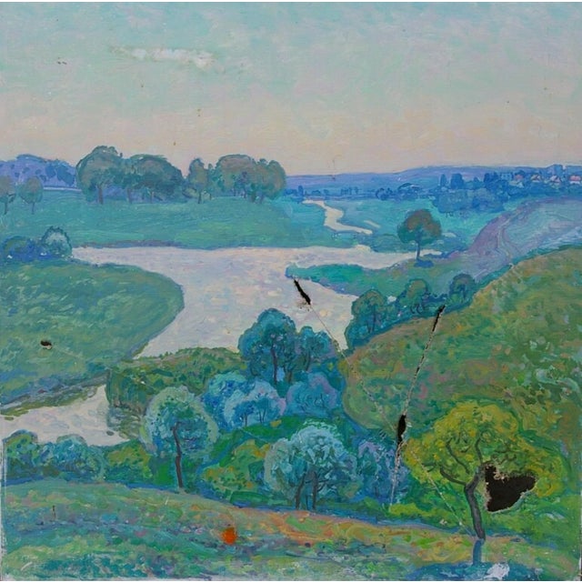 Vintage Impressionism Landscape Oil Painting, Ukrainian Art (1983) 75-75 For Sale