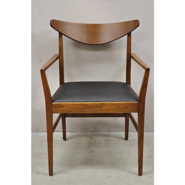 Mid 20th Century Vintage Mid Century Modern Cat Eye Walnut Dining Chairs by Stanley - Set of 4 For Sale - Image 5 of 11