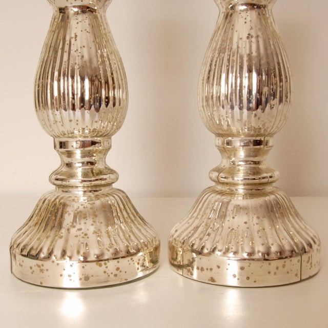 Glass Vintage Table Lamps French Country Lamps Faux Mercury Silver Glass Modern - A Pair For Sale - Image 7 of 10