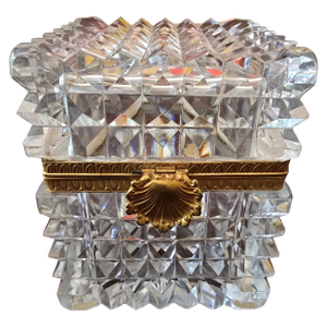 Antique Baccarat Style French Crystal Bronze Jewel Box