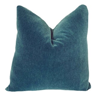 Genuine Mohair Pillow in Pacific Blue 24" For Sale