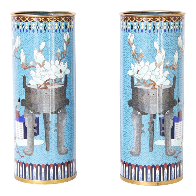 Pair of Antique Chinese Cloisonné Vases For Sale