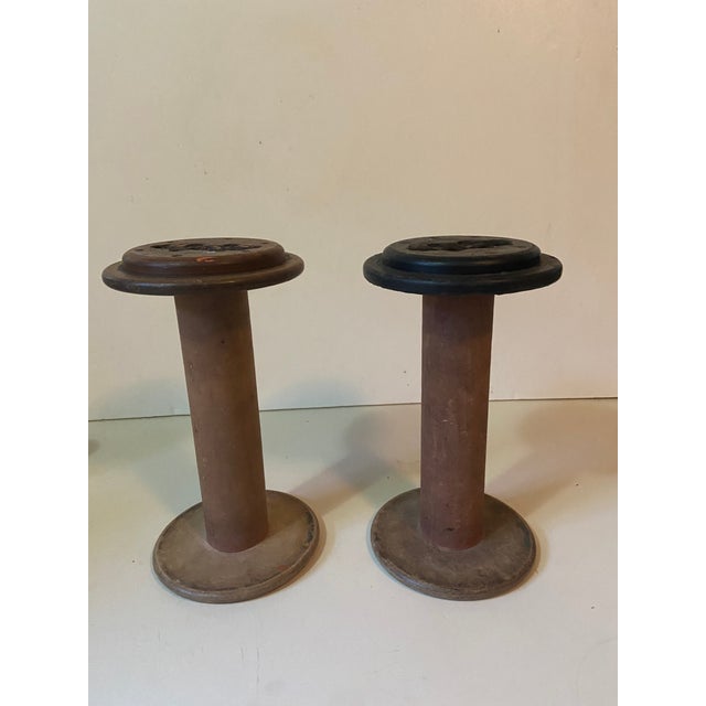 Vintage Industrial Mill Spools - Pair For Sale In Savannah - Image 6 of 7
