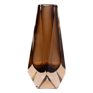 Facet Cut Art Glass Vase by Murano for Alessandro Mandruzzato, 1960s For Sale