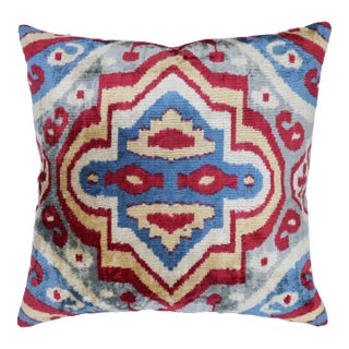Contemporary Multi Color Handmade Velvet Throw Pillow & Down Insert For Sale