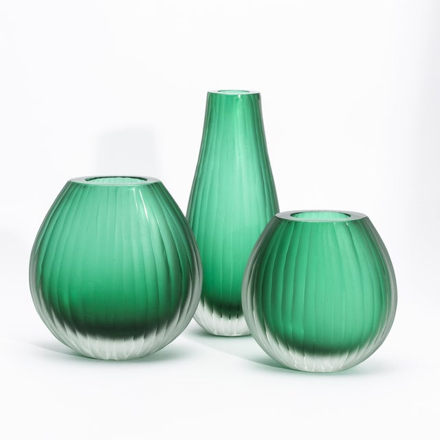 Hand-Blown Murano Surpreme Vase in Emerald Green Tall For Sale - Image 12 of 12