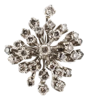 H.Stern Snow Flake 18k Noble Gold 1.23ct Diamond Rose Pink Gold Cocktail Ring, Size 5