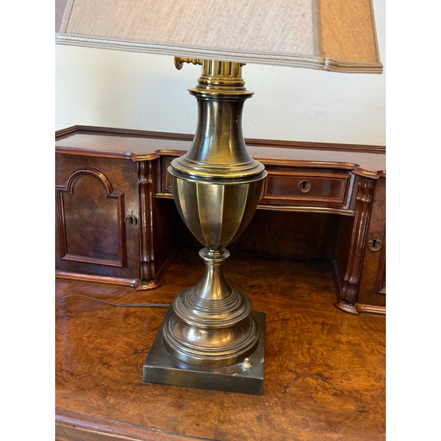 Stiffel Vintage Stiffel Turned Brass Table Lamp For Sale - Image 4 of 12
