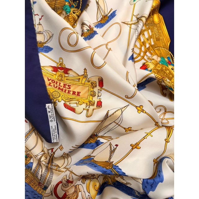 Gold HERMÈS VOILES de LUMIÈRE Silk Scarf designed by Joachim Metz 1995 For Sale - Image 8 of 9