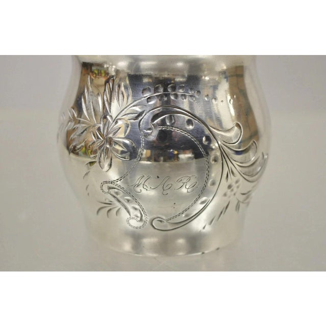 Antique Van Bergh Silver Plated Victorian Tea Serving Set W/ Monogram - 3 Pc Set For Sale - Image 9 of 12