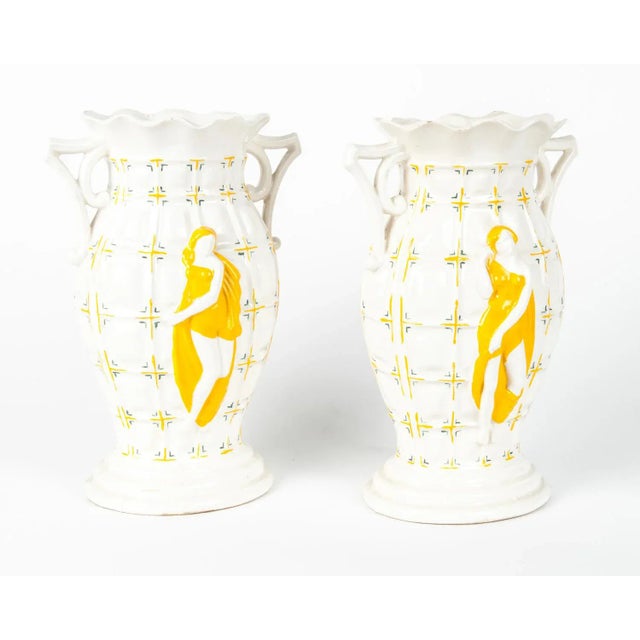 Neoclassical Vintage Porcelain Decorative Vases- A Pair For Sale - Image 3 of 10