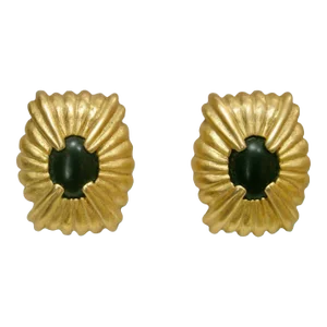 1970s Givenchy Vintage Carved Peridot Glass Earrings - 2 Pieces