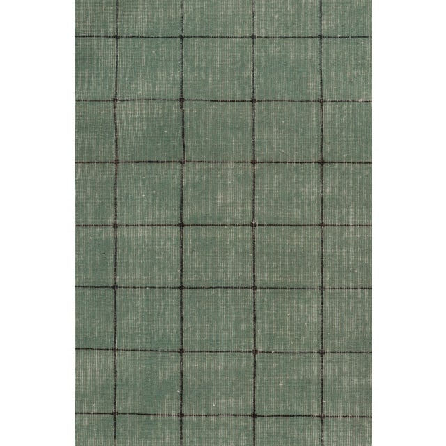 Textile Vintage Turkish Distressed Runner in Mint Green Geometric Design - Rug & Kilim For Sale - Image 7 of 9