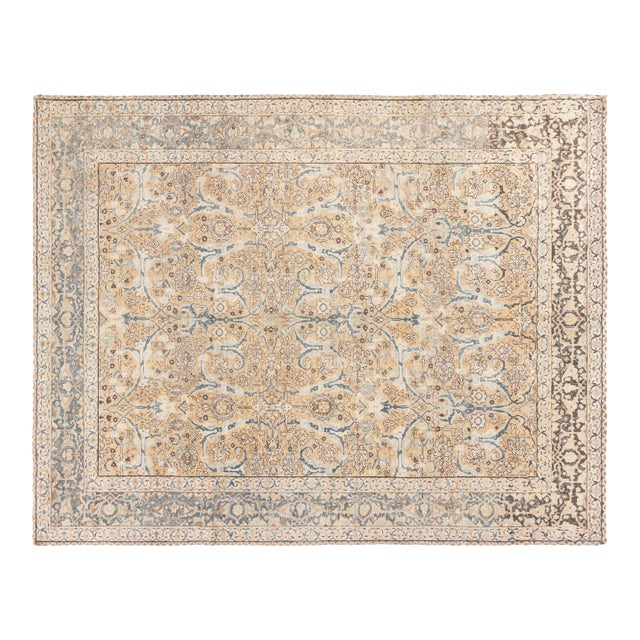 Authentic Persian Tabriz Botanic Handwoven Wool Rug For Sale