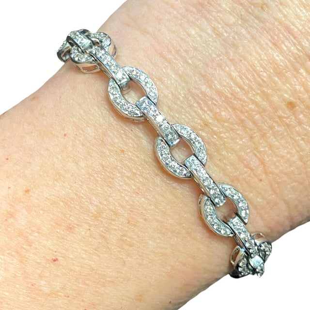 Vintage 18k White Gold Diamond Bracelet For Sale In Las Vegas - Image 6 of 6