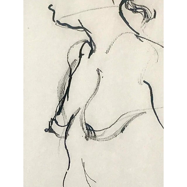 1960s Vintage Modernist Figurative Female Nude Pen and Ink Drawing by John Tuska For Sale - Image 5 of 8