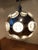 Rare Space Age-style pendant lamp in chromed metal and glass lens diffusers. The lamp is in good condition with some...