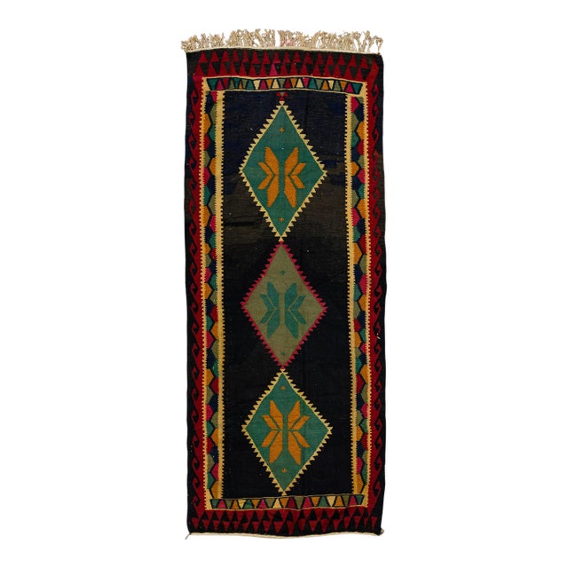 Vintage Kilim Brown Handmade Flatweave Tribal Wool Runner For Sale