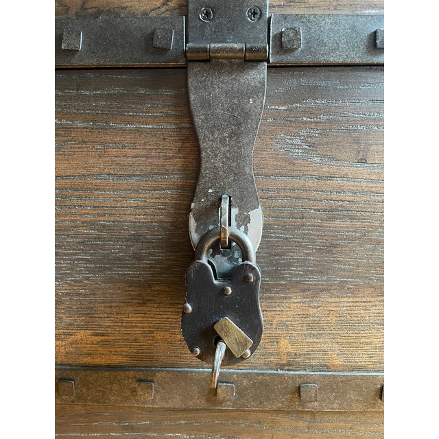 Horchow Rustic Mocha Oak Trunk Coffee Table For Sale - Image 9 of 13