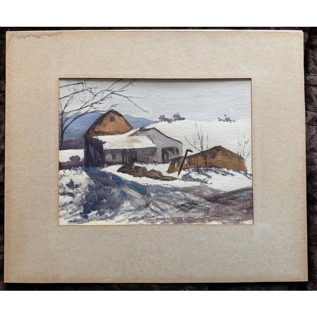 1940s Modern Impressionist Winter Landscape Painting Signed For Sale - Image 15 of 15