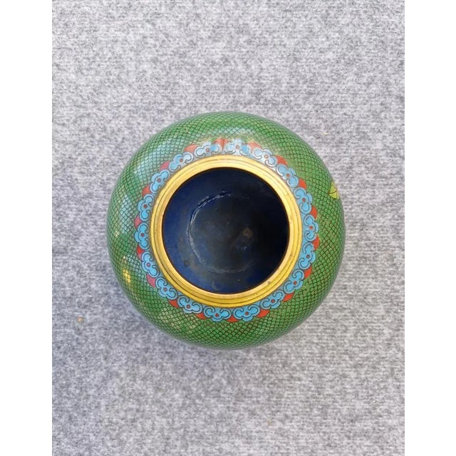 Vintage Cloisonné Vases with Asian Flower Pattern, 1950, Set of 2 For Sale - Image 17 of 18