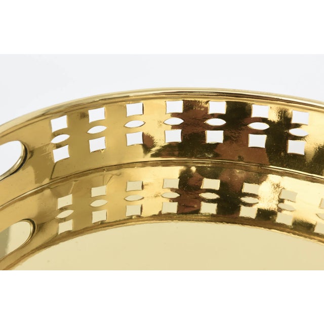 Metal Vintage Brass Square Perforated Serving Tray Barware With Handles, 1980's For Sale - Image 7 of 10